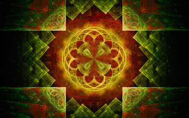 Leinwandbilder - digital illustration abstract image generated fractal background image wallpaper pattern of various geometric shapes and lines of various colors for computer graphics or web design