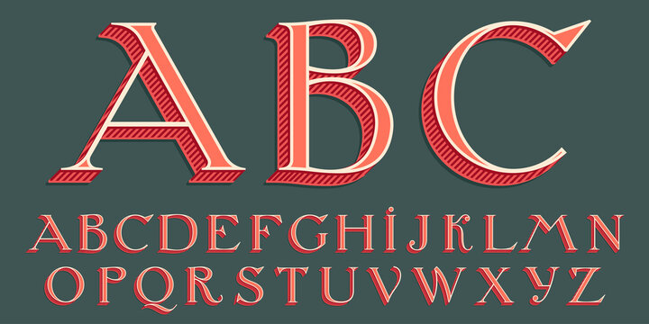 alphabet in classic three-dimensional shadow style.