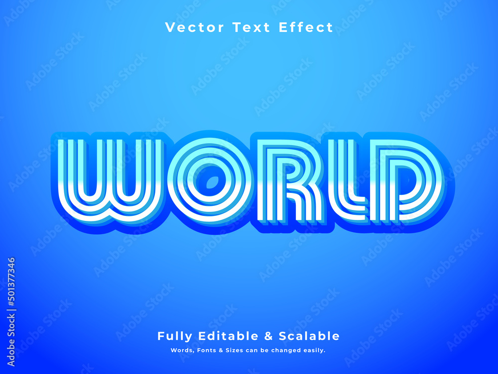 World Text Design WORLD 3D Text Effect Vector Fully Editable High Quality Stock Vector ...