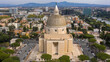 Aerial view of the basilica of Santi Pietro e Paolo a Via Ostiense in Rome, Italy. The church is located in Eur district, in the south of the city.