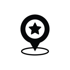 Poster - map point icon. favourite place point icon. point symbol with star. black vector. line style