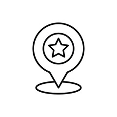 Poster - map point icon. favourite place point icon. point symbol with star. black vector. line style