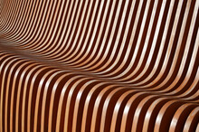 Curved Wooden Slats. Beautiful Gradient From Brown To Green. Abstract Background.