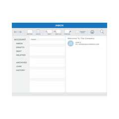 EMail Inbox Window, Email Window, Email Template, UI Design, Email UI Window, Email Mail, Email Screen, Vector Illustration Background