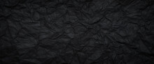 Black Crumpled Paper Texture Background