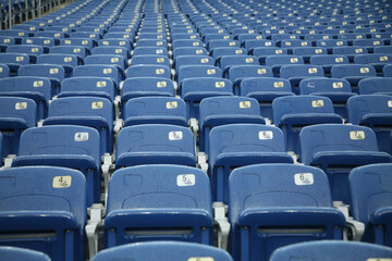 Empty seats in Gillette Stadium in Foxborough, MA