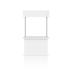 Wall Mural - White blank advertising POS POI PVC Promotion counter booth. Vector