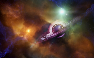 Wall Mural - black hole and stars and cloud fields in outer space