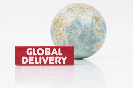Near the globe is a red plaque with the inscription - Global delivery