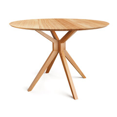 Poster - Round wooden retro table. Dining table isolated on white background. Saved clipping path included. 3D render. 3D illustration.