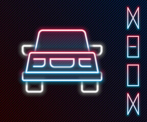 Wall Mural - Glowing neon line Car icon isolated on black background. Colorful outline concept. Vector