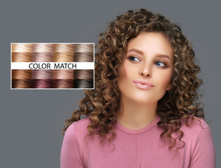 Wall Mural - Shot of a beautiful woman. Different Hair Tones.Coloring Hair