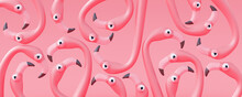 Flamingos On Pink Background. Abstract Decorative Concept 3D Render 3D Illustration