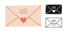 Email Message Envelope Icon Outline Set. Correspondence Mailbox Line Simple Graphic Element. Mail Sign, New Message Icon, Letter Mailing Notification. Receive Or Send Sms Post Notice Collection Vector