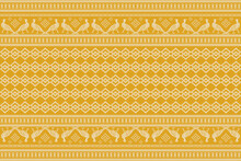 Beautiful Thai Seamless Pattern.geometric Ethnic Oriental Pattern Traditional Background.yellow  And Cream Tone.Aztec Style,embroidery,abstract,design For Texture,fabric,clothing,wrapping,carpet,print