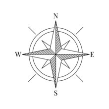 Compass Direction Indicator Of North, South, West And East. Editable Stroke Lines