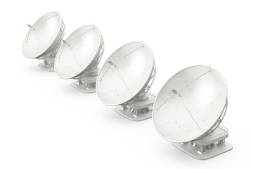 Poster - Row Of Big Satellite Dish Antenna Radars. 3d Rendering