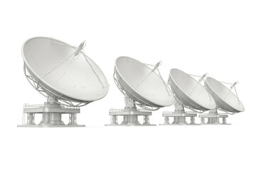 Poster - Row Of Big Satellite Dish Antenna Radars. 3d Rendering