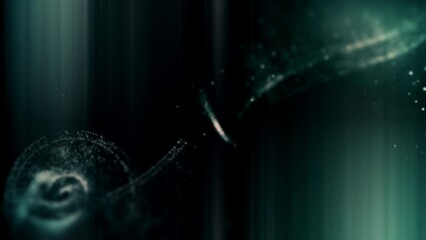 Aufkleber - Futuristic abstract de-focus Metaverse data matrix, meta, telemetry and encrypt numbers display with particles simulation in cyber space environment for HUD loop background