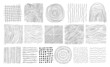 Hand drawn line texture set. Vector scribble, horizontal and wave strokes collection. Graphic vector freehand textures set. Ink lines isolated on white background.