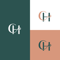 Logo set of CH HC Letter. Design vector. Illustration of Letter CH HC monogram Logo vector