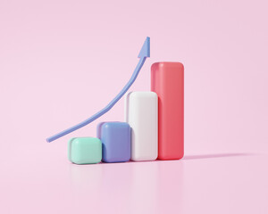 Fototapete - Business statistics finance chart graph analytics Optimization development investment. target growth Growing future startup concept. stock trading. 3d render illustration