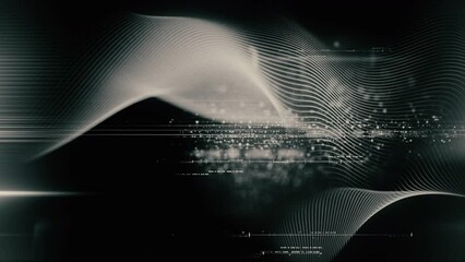 Aufkleber - Futuristic abstract de-focus Metaverse data matrix, meta, telemetry and encrypt numbers display with particles simulation in cyber space environment for HUD loop background