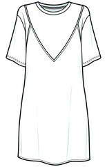 womens layered slip dress fashion flat sketch vector illustration. apparel template. CAD mockup.