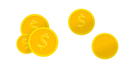 Poster - Coin golden template icon vector or award gold medal blank empty set and currency dollar flat cartoon illustration cutout clipart image