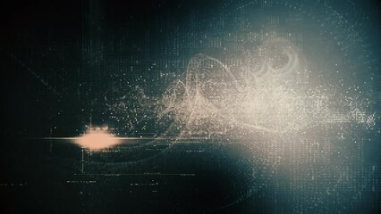 Leinwandbilder - Futuristic abstract de-focus Metaverse data matrix, meta, telemetry and encrypt numbers display with particles simulation in cyber space environment for HUD loop background