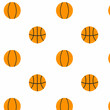 Pattern with a basketball. Hand-drawn seamless basketball pattern. Vector illustration.