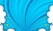 Comic Cartoon Blue Radial Background With Cloud
