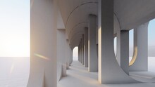 Architecture Interior Background Empty Arched Pass 3d Render