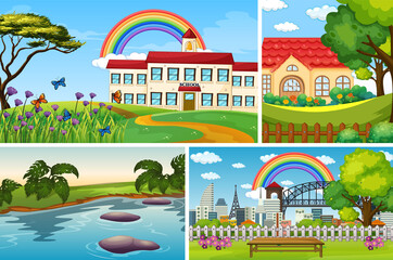 Sticker - Four different background scenes