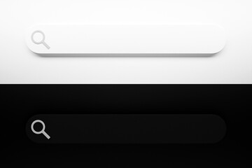 Fototapete - 3D illustration of the search bar. Search in internet box, website user interface panel with dark and light theme and online search button