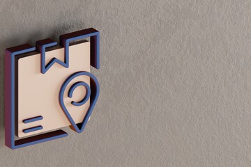 Fototapete - Beautiful abstract illustrations Blue and Golden Delivery Box Tracking symbol icons on a wall beton background. 3d rendering illustration. Background pattern for design. Online Shopping..