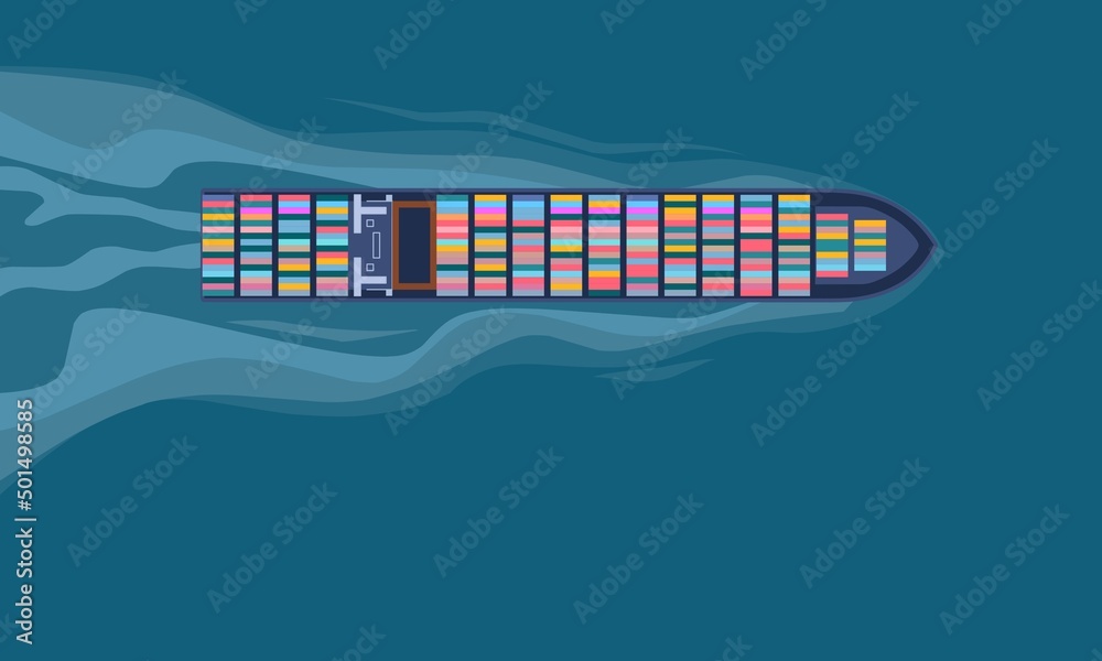 Big container ship at sea. Aerial view. cargo to the port. as a banner ...