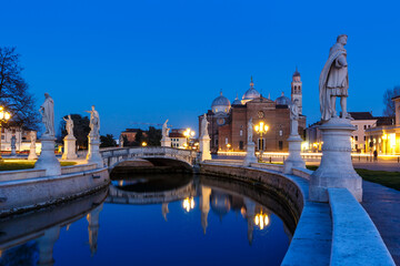 Wall Mural - Padua Prato Della Valle square with statues travel traveling holidays vacation town at night in Padova, Italy