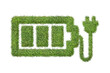 2D illustration of a patch of grass in the form of a plug and battery - renewable energy concept