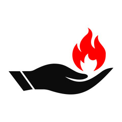 Wall Mural - Hand Fire logo design. Fire logo with Hand concept vector. Hand and Fire logo design