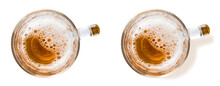 Beer Mug With Beer Isolated On White Background, Top View
