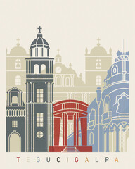 Sticker - Tegucigalpa skyline poster