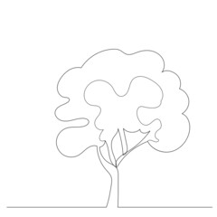 Wall Mural - tree drawing by one continuous line