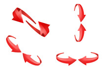 Red Realistic 3D Glossy Arrows Are Moving Towards.
