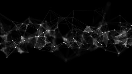 Aufkleber - Futuristic global network connection structure. Cyber security digital data flow. Science background concept. 3D rendering.