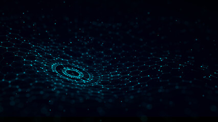 Poster - 3d digital circular dynamic wave. technology wave. seamless flow digital structure. cyber technology
