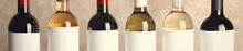 Bottles Of Different Wines, Closeup View. Banner Design