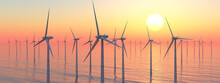 Offshore Windkraftanlagen Bei Sonnenuntergang