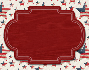 Wall Mural - Blank red wood sign on red, white, and blue star