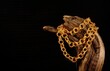 Golden jewel chain over a black background